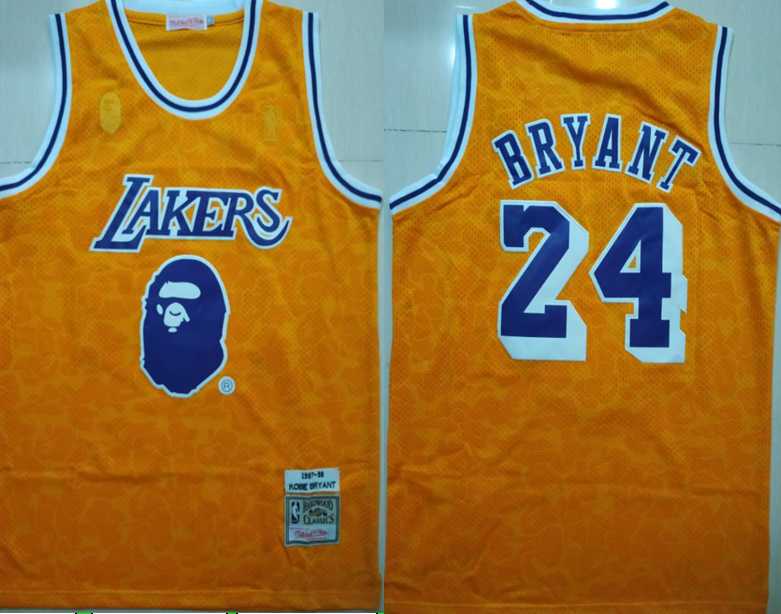 Lakers Bape 24 Kobe Bryant Yellow 1997 98 Hardwood Classics Jersey,We sell and wholesale Lakers Bape 24 Kobe Bryant Yellow 1997 98 Hardwood Classics Jersey on line form chian!